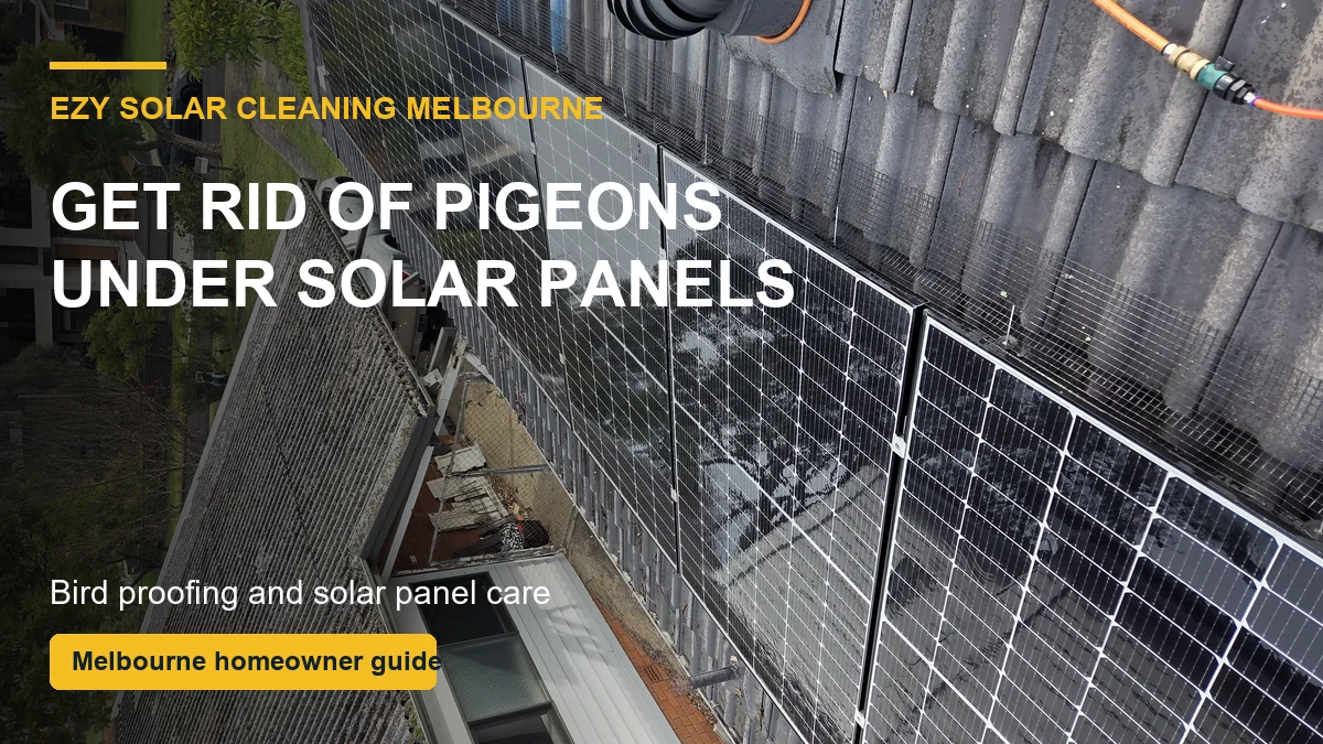 Solar panel bird mesh installation used to block pigeons from nesting under panels in Melbourne